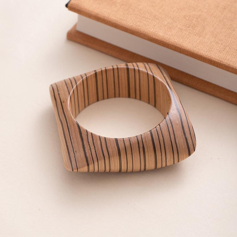 Wood Literary Bracelet Literary Retro Geometric Hexagonal Wood Bracelet Retro Ethnic Style Bracelet