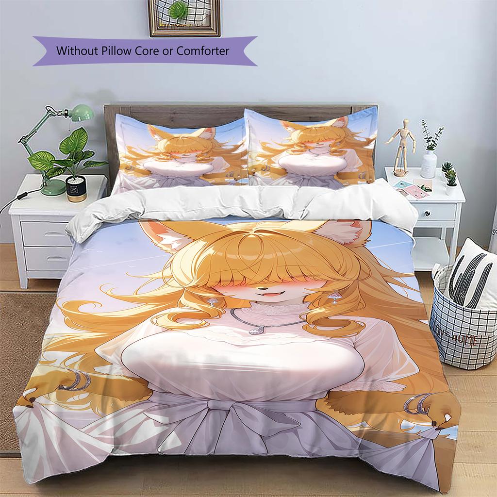 Anime-mönstrat sängkläder täcke set påslakan örngott Heminredning Födelsedagspresent (1 * påslakan + 2 * örngott, utan kärna)