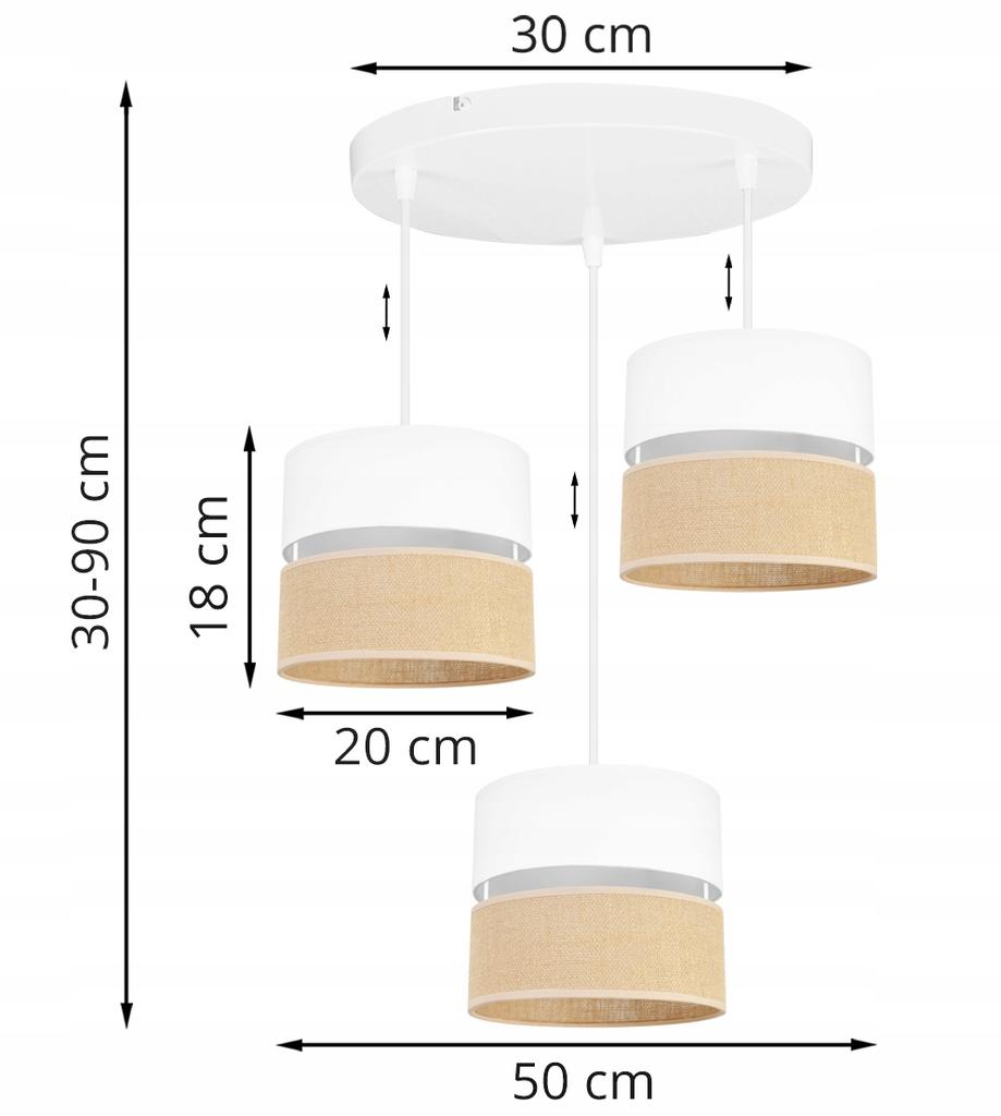 Hanging Lamp, Ceiling Chandelier, Lampshade 20 Cm White