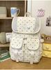 Schoolbag Korean Soft Cute Polka Dot Plaid Rabbit Backpack Cream Color Fresh College Style Junior High School Student Backpack