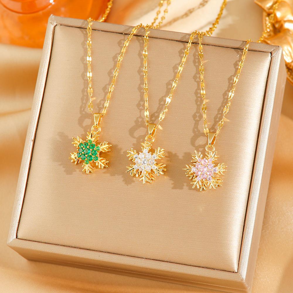 Japan and South Korea Simple Popular Wind Titanium Steel Necklace Female Niche Exquisite Internet Celebrity Zircon Clavicle Chain High-end Jewelry