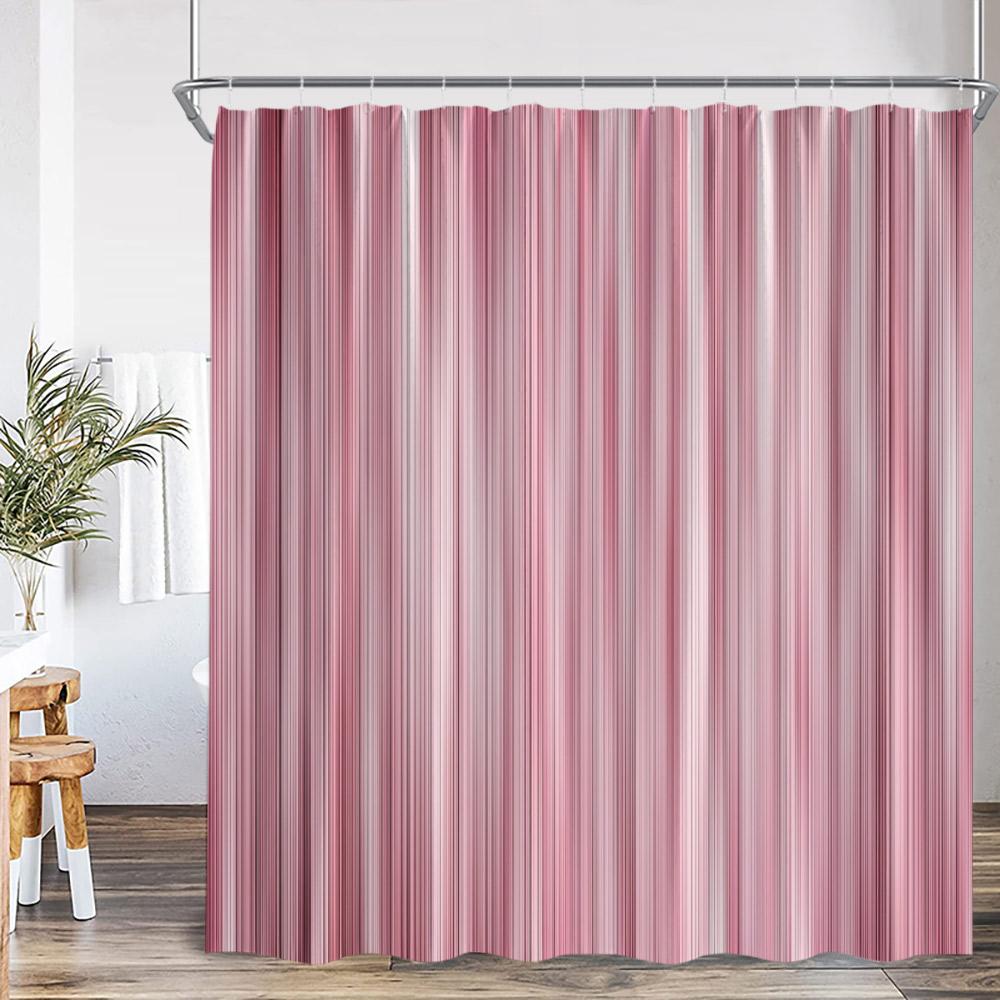 Abstract Geometric Shower Curtain Colorful Wavy Line Art Aesthetic Bathroom Decoration Modern Polyester Bath Curtain with Hook