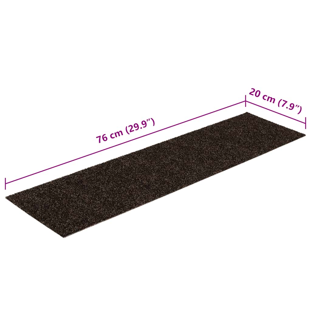 Self Adhesive Stair Treads 15 pcs 76 x 20 cm Dark Brown Rectangular