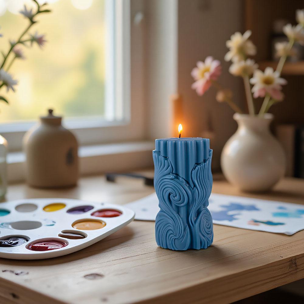 3D Letter Relief Cylindrical Candle Silicone Mold Creative  Artistic Design Relief Resin Mould DIY Craft Home Decor