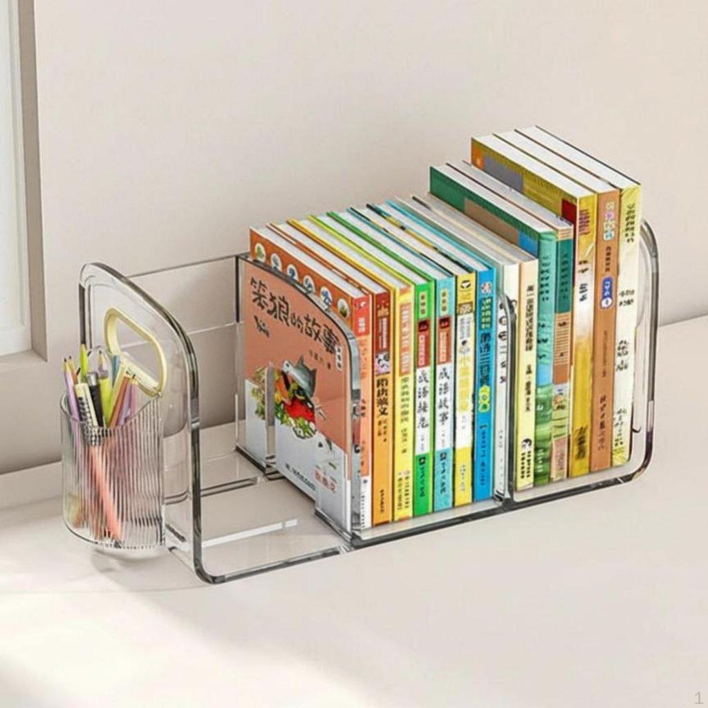 Desktop Display Rack Transparent Design Tiered Book SpaceSaving Organizer for