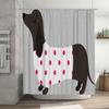 Animal-Themed Shower Curtain Waterproof Bathroom Decor Black White Dog Design With Pink Polka Dots On White Bath Mat Shower Curt