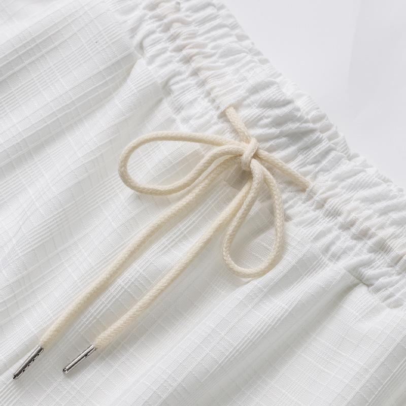 Men's Breathable Imitation Hemp Small Square Beach Trousers Loose Casual Sports Straight Leg Pants