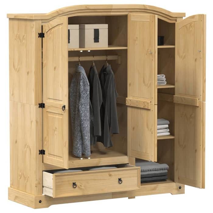 VidaXL Wardrobe Corona 151.5x52x170 Cm Solid Pine Wood, Cupboard, Bedroom Wardrobe, Closet Organizer, 4005663