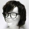 [Bliss Leather] Black x Clear Sunglasses, Fashion Glasses, Boston Style, Full Rim, Men's & Women's, Non-Prescription, Colored, Transparent, Clear,