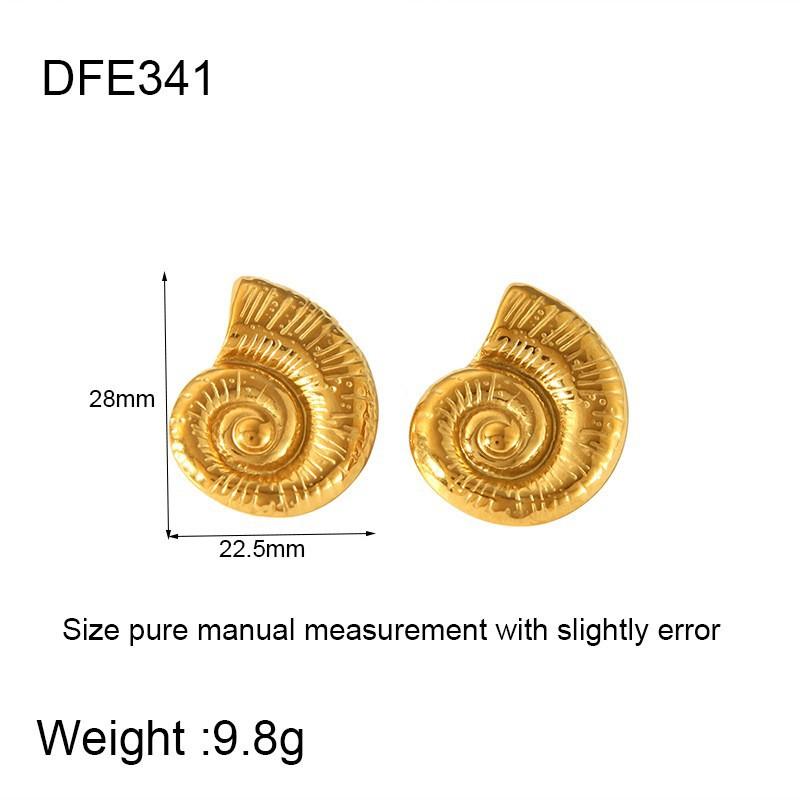 European and American stainless steel twist texture spiral conch stud earrings women's plated 18k gold waterproof earrings light luxury high sense