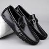 New Spring Men's Slip on Footwear Leather Loafers Metal Buckle Casual Shoes Business Man Moccasins Simple Driving Shoes