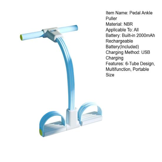 Pedal Ankle Puller with Counter 4/6-Tube LED Display Resistance Band with Handle Elastic Yoga Sit-up Pull Men Women Pedal Tensioner