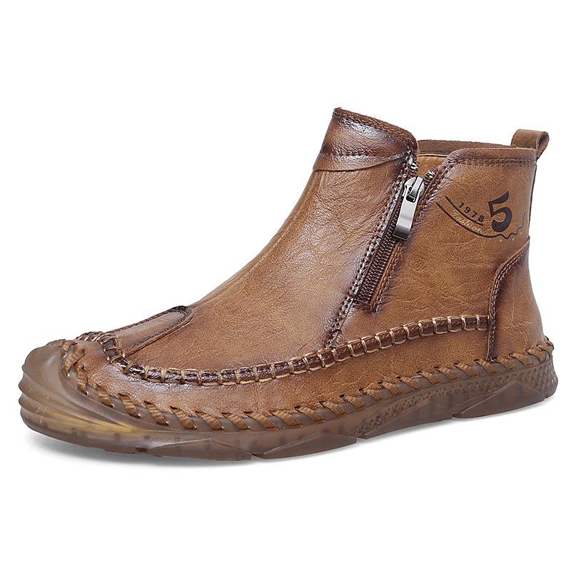 Cross Men s Martin Boots: Autumn-Winter 2025 Trendy Casual High-Top Motorcycle Workwear Short Boots. 44