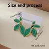 Green Enamel Flower Stud Earrings for Women Gold Plated Five Petal Floral Earrings Vintage Elegant Jewelry for Daily Gift Giving