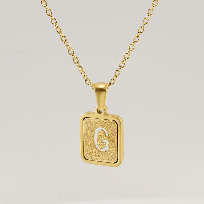 26-Letter Gold Sand Pendant Necklace for Women: Summer Collection, European/American Style, Titanium Steel, and 18K Stainless Steel Clavicle Chain.
