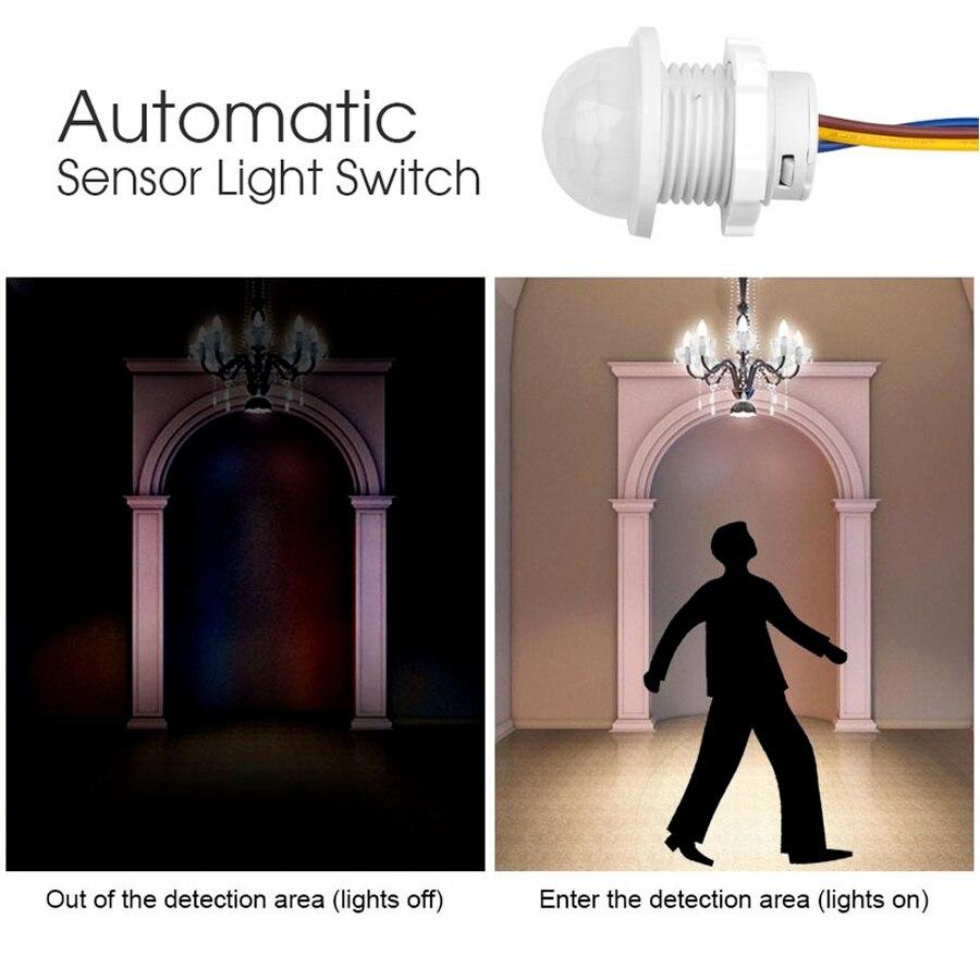 2pcs Mini PIR Motion Sensor Detector Smart Switch Home Indoor Outdoor Infrared Light 220V Time Delay Mode Adjust Lighting Switch