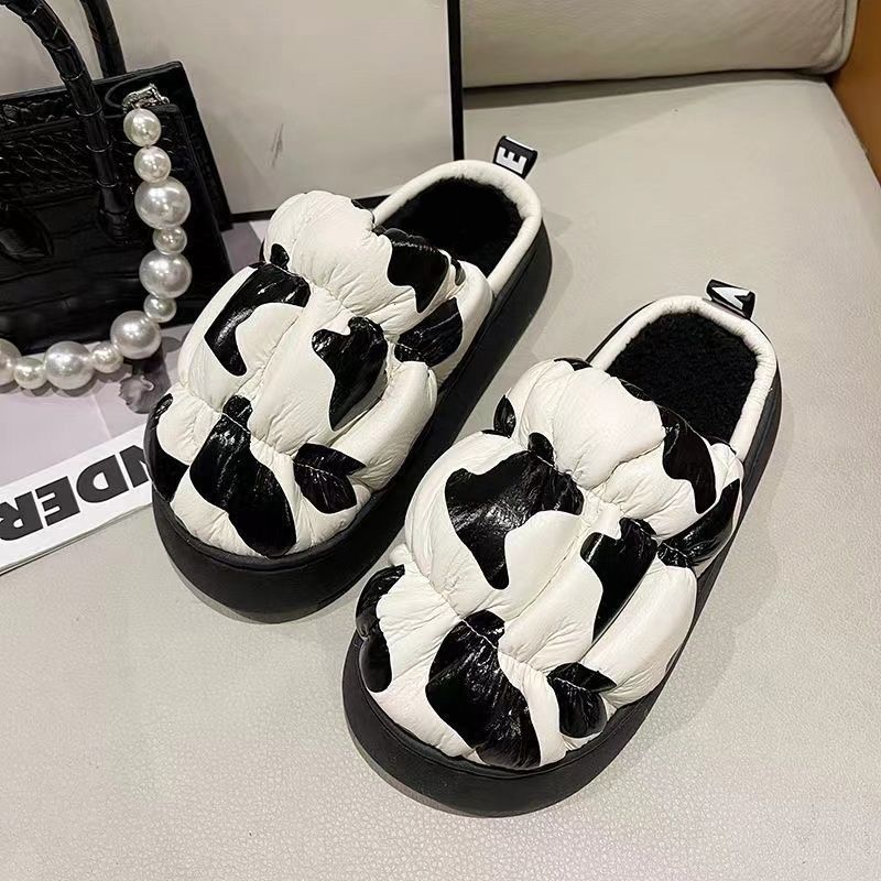 Thick-soled Cotton Slippers Autumn and Winter 2025 New Indoor Home Velvet Warm Non-slip Wool Shoes
