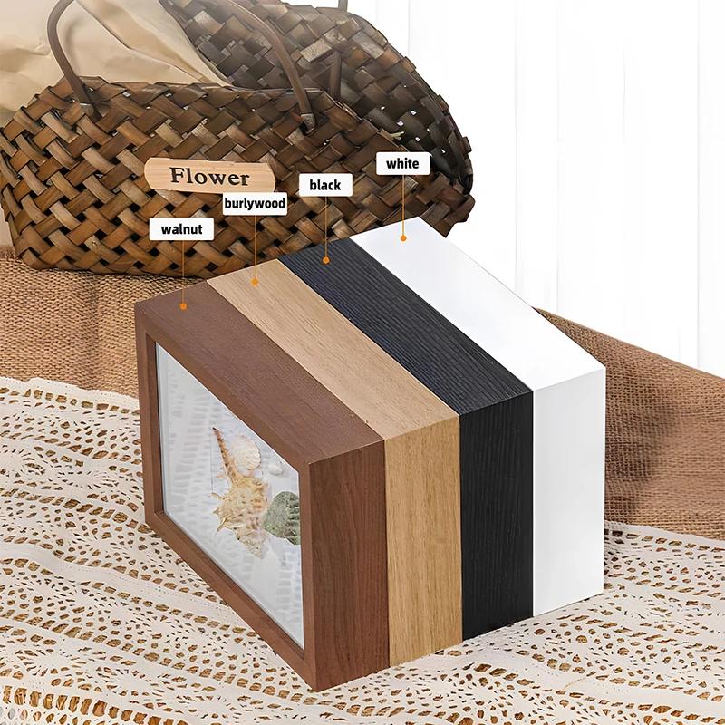 Trä 3D-bildramar Djup 3 cm 5 cm Torkad blomma Provhållare Handgjord DIY Hantverk Display Fotoram Heminredning