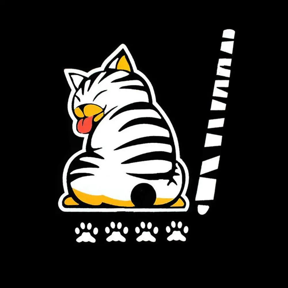 

Забавные автомобильные наклейки с котом, двигающийся хвост, наклейка на заднее стекло, наклейка-дворник, автомобильная наклейка, светоотражающая, мультяшная H5R8