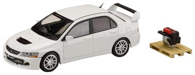 HJ64 Mitsubishi Lancer Evolution 9 GSR z silnikiem model wystawowy Biały solidny produkt gotowy 1/64