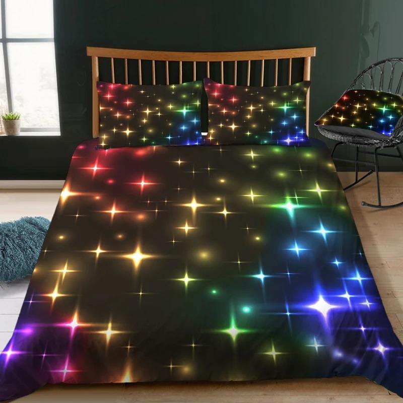 Stars Bedding Set Night Sky Girls Boys Duvet Cover Set Dark Blue Home Textiles Galaxy Bedclothes Men Women Soft Quilt Cover