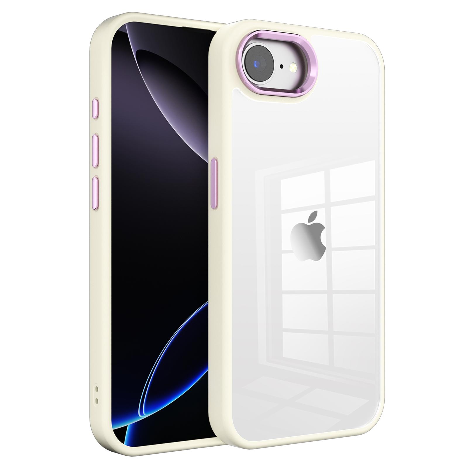 

For iPhone 16e Case TPU + PC Clear Phone Back Cover with Metal Button K