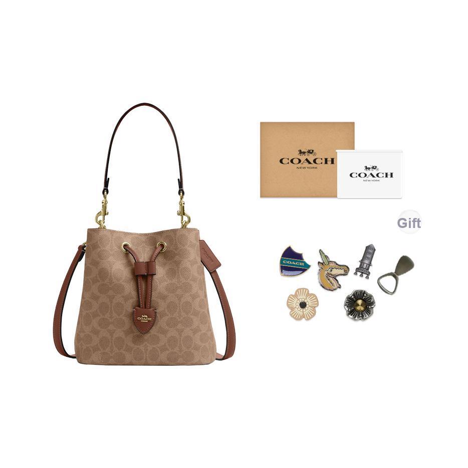 Coach Rowan 22 Logo Classic Faux Leather Bucket Bag Women handbags Brown CBH07-IMXHE
