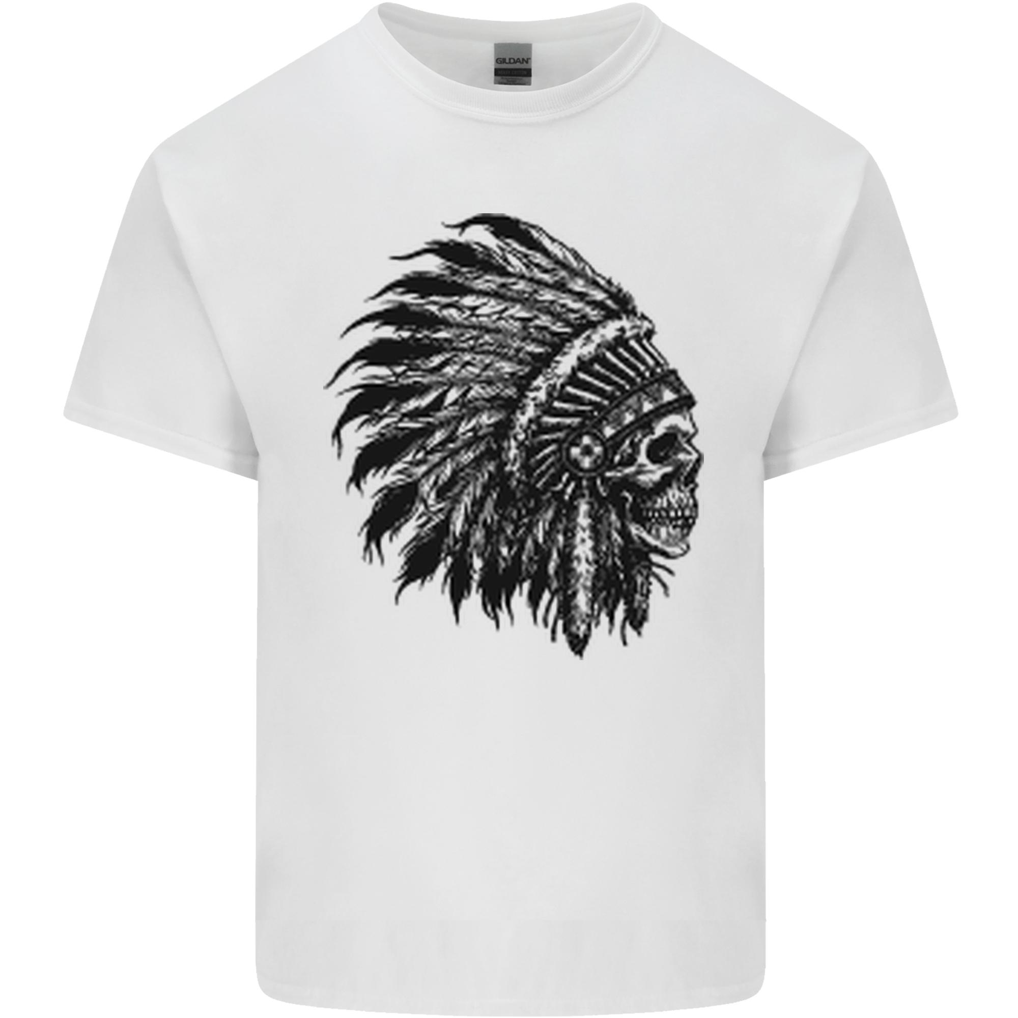 Indian Skull Headdress Biker Motorbike Unisexs Light Cotton TShirt S