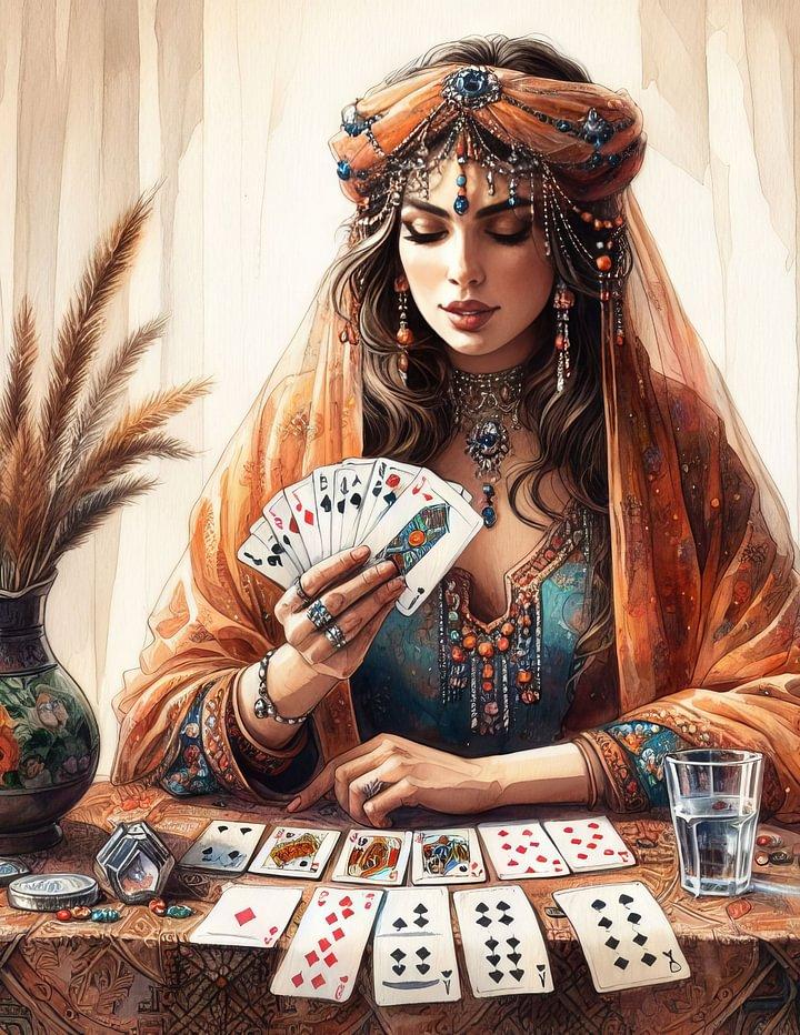 dIY 5D Diamond Painting Gypsy Girls Full Round Square Diamond Embroidery Fantasy Poker Indian Lady Mosaic Cross Stitch Kits