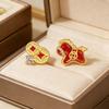 Rhinestone-Embellished Drip Oil Stud Earrings: Chinese-Inspired Luxury Fashion Jewelry for Women