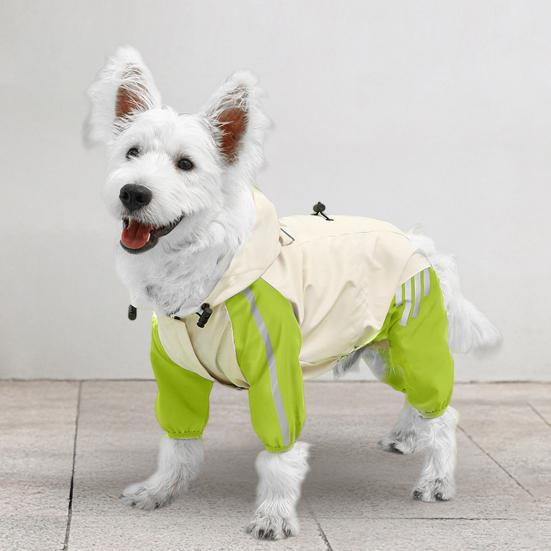 Psí pláštěnka Vodotěsná s kapucí Pláštěnka pro mazlíčky Pončo s plným krytím s reflexními pruhy a otvorem pro vodítko pro malé a střední psy