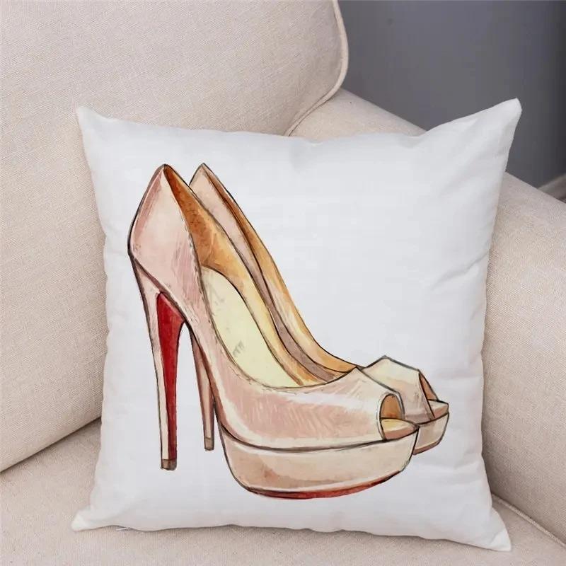 Women's High Heels Pattern Pillowcase Car Ornaments Office Living Room Sofa Home Pillowcase