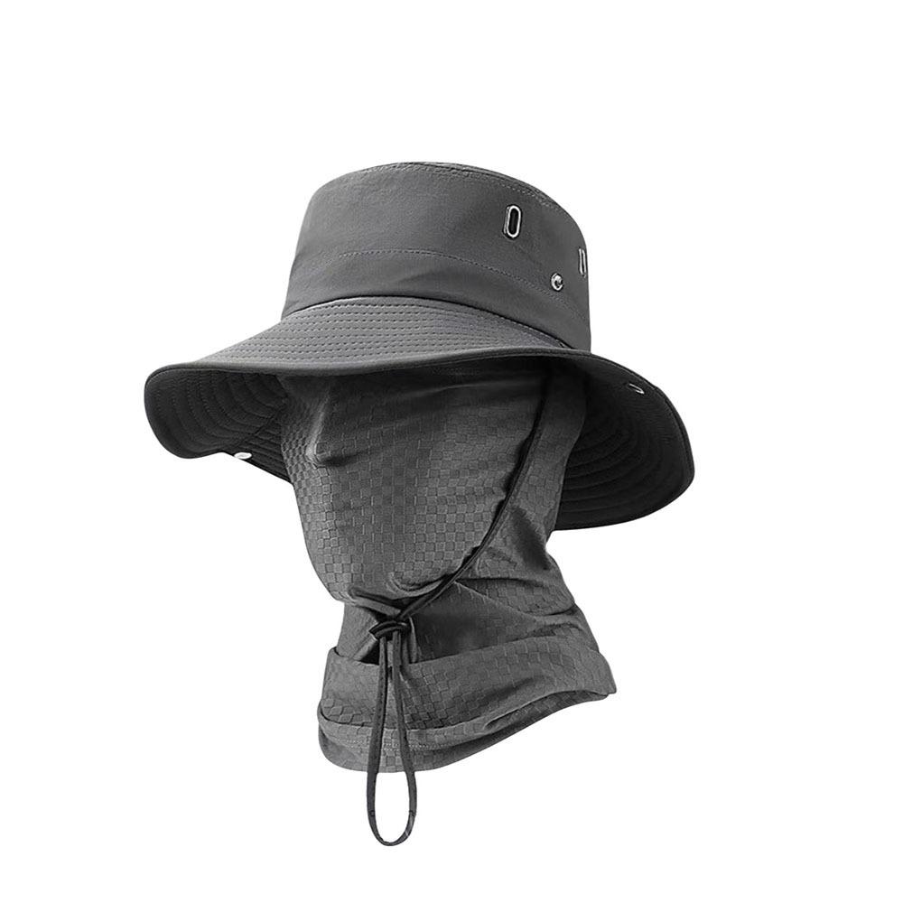 

Breathable Men Sun Hat Quick Dry Fisherman Hat Sunscreen Cap Full Face Mask Summer Outdoor темно серый