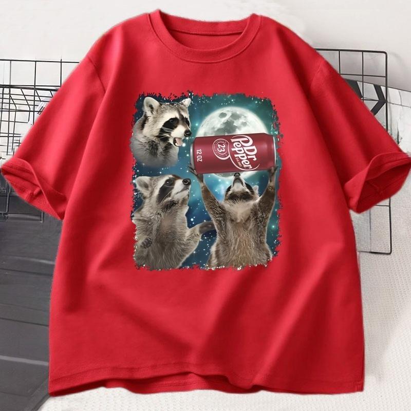 Three Raccoons Pepper Graphic Tshirts Unisex Women Funny Meme Raccoon Lovers T Shirt Top Loose Short Sleeve Streetwear Tees Tops