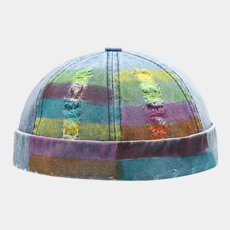 Frühling und Sommer Baumwolle Druck Docker Mütze Schirmlose Mütze Skullies Beanie Mützen Vermieter Matrosenmütze Herren und Damen 35