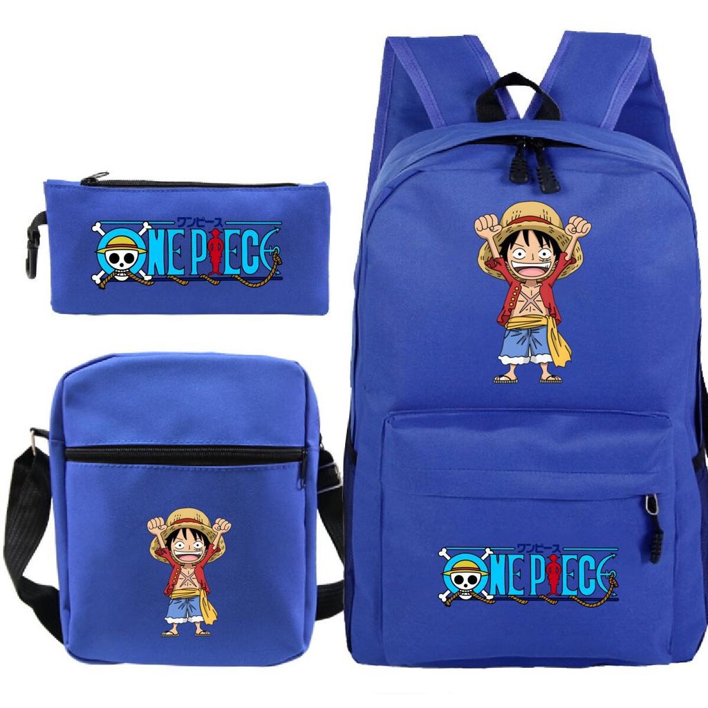 New Animation One Piece Printed Backpack for Primary and Secondary School Students Large Capacity School Bag Combination Three-piece Set