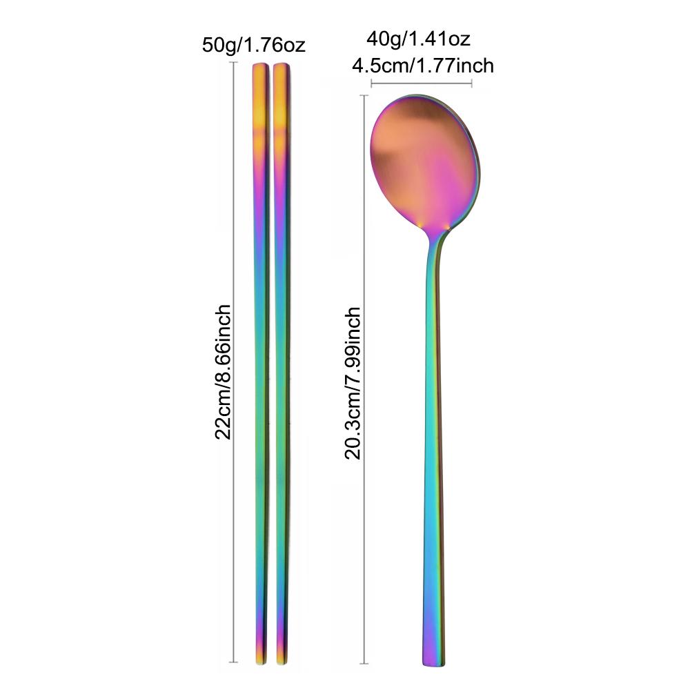 Matná sada příborů z nerezové oceli Sushi tyčinky Večeřové lžíce Sada 8 ks Nádobí Korejské hůlky Dezertní lžíce Sada příborů