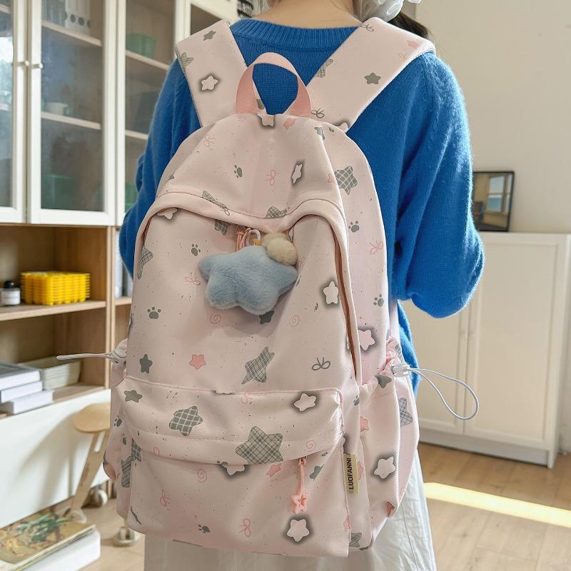 Korean Schoolbag Junior High School Girls Ins Fresh Stars High Value Backpack High School Students Large Capacity Lightweight Backpack