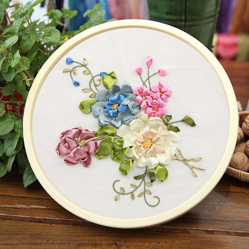 Ribbon Embroidery Hanging Picture Material Bag Small Fresh Three-dimensional Embroidery Manual Diy Beginner Material Bag