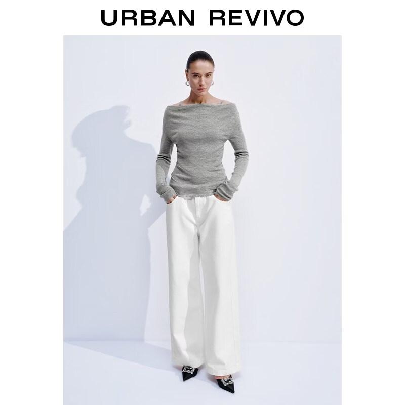 UR 2026 Women s Off-Shoulder Ruffled Knit Top L