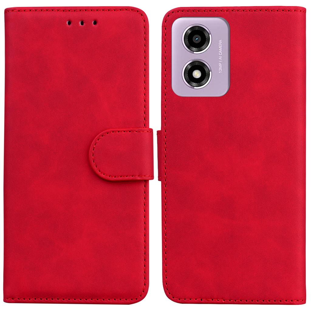For Motorola Moto G04s 4G/E14 4G Wallet Case Solid Color Leather Phone Cover