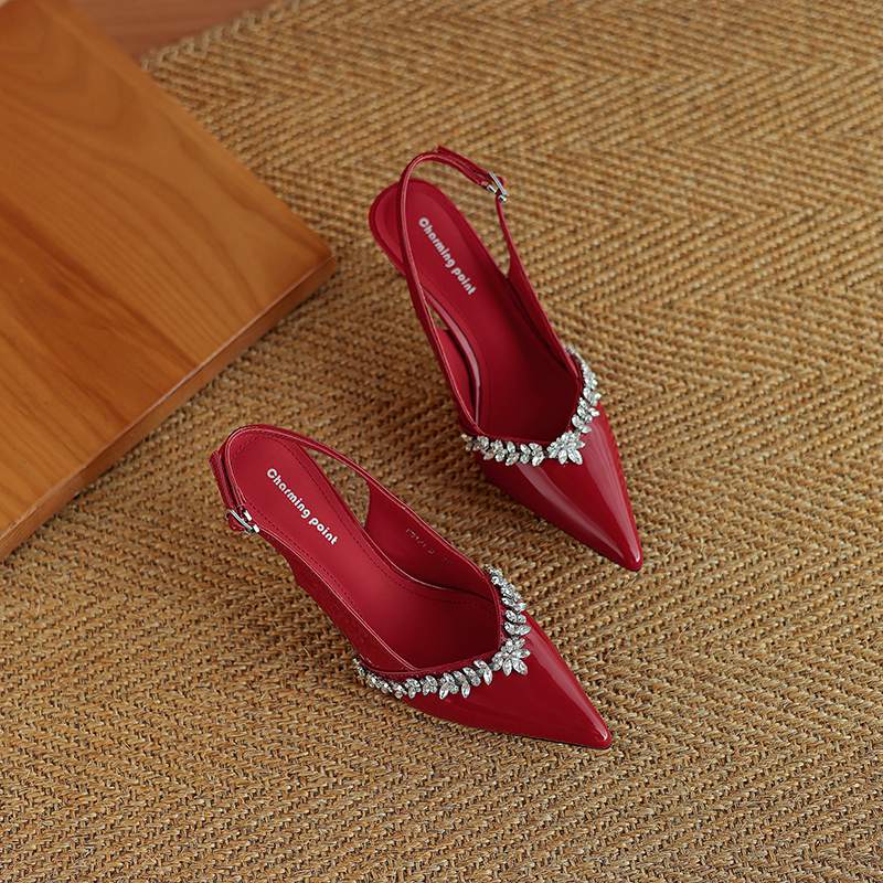 

Krazing Pot Cow Skin Summer Size 42 Thin High Heels Party Shoes Women Women Pointed Toe Crystal-studded Pumps 35 красный