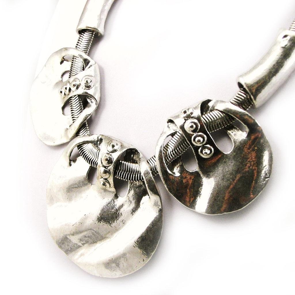 Les Trésors De Lily [F5179] - Silver 'Kilimanjaro' Designer Necklace