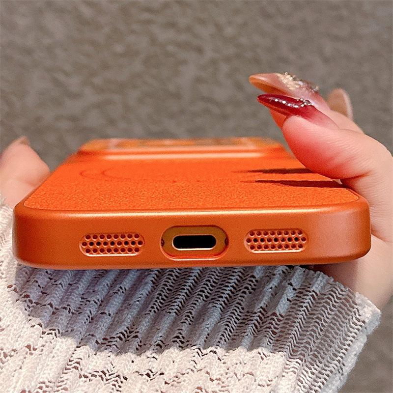 Magnetic Leather Texture iPhone 17 Pro Max Case, Compatible with Models 13-16, Cross-Border Design