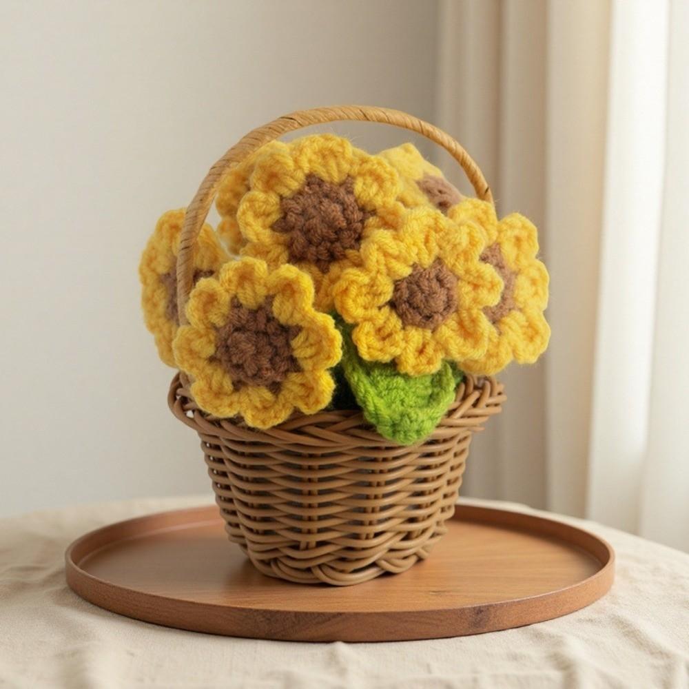 New Daisy Crochet Flower Pot Hand-knitted Mini Knitted Flowers Wool Table Ornament Gift