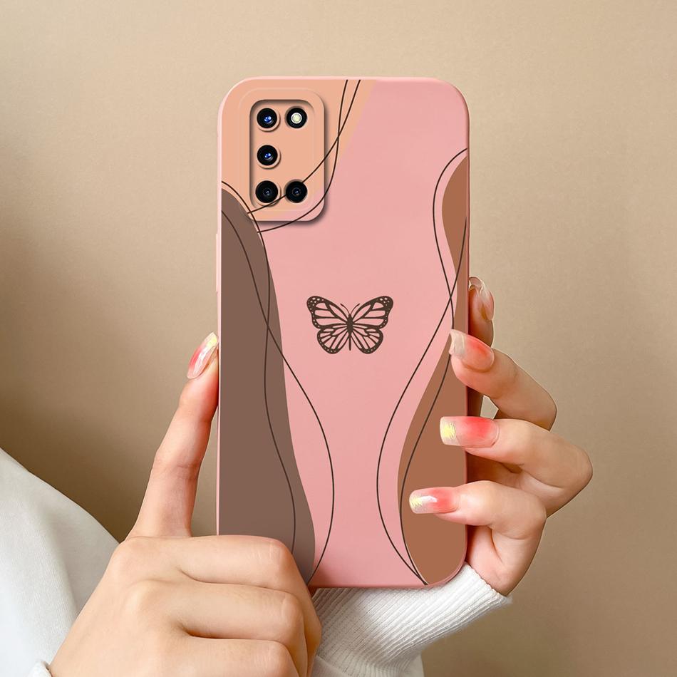 For Oppo A52 A72 A92 Case Butterfly Heart Simple Back Cover Soft Liquid Silicone Funda Camera Protection Anti Drop Phone Housing