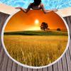 Beautiful Sunrise Round Beach Towel, Polyester Sand Resistant Beach Blanket, Absorbent Quick Dry Pool Towel Portable Picnic Mat
