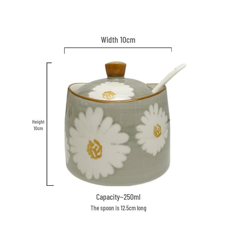 Luxurious High-Value Ceramic Seasoning Jars: Heat-Resistant Lard, Chili Oil, Sugar & Salt Containers for Home Kitchen.