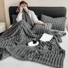 Thick Striped Bubble Blanket Furry Throw Blanket Cozy Plush Solid Color Fluffy Warm Blanket for Couch Bed Sofa Living Room Offic