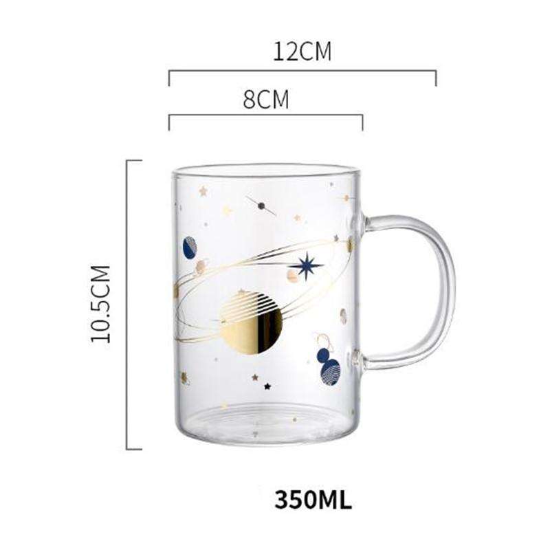 350ml Heat-Resistant Coffee Cups Creative Mugs with Star Universe Design Beautiful Tea Milk Glasses for Kids Girls Breakfast Ori